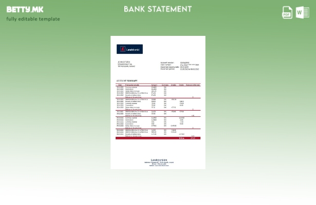 Модерен стил Шаблон за збор за извод од банка Исланд Landsbankinn